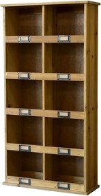 Hnedá antik drevená nástenná polička s priehradkami Sorting - 43*15*83cm