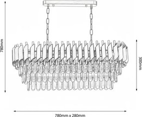 Brilagi - Luster na reťazi ECLIPSE 10xE14/10W/230V 78x28 cm zlatý