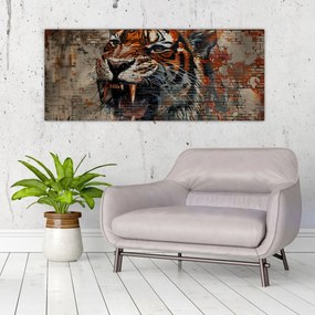 Obraz - Tiger z tehál (120x50 cm)