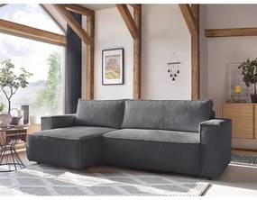 Tmavosivá menčestrová rozkladacia rohová variabilná pohovka Nihad – Bobochic Paris