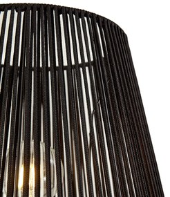 Vonkajšia stojaca lampa čierna s čiernym lanovým tienidlom IP44 - Virginia Jayla