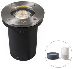 Inteligentný zemný reflektor z nerezovej ocele vrátane WiFi GU10 IP65 - Basic Round