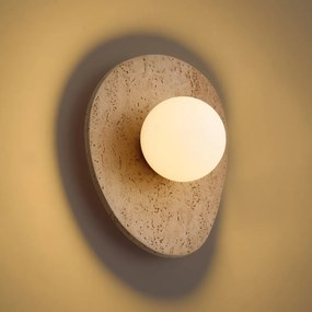 Nástenná lampa Japandi prírodný kameň organická s opálovým sklom - Josie