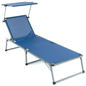 Garthen 70753 Záhradné skladacie ležadlo so strieškou XXL - modré