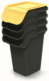 Odpadkový kôš KADDI Q SET recyklovane čierny s filtrom, objem 4 x 25l