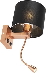 Art Deco nástenná lampa medená s čiernym tienidlom - Brescia