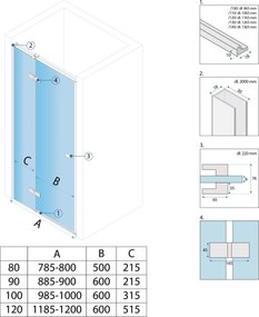 Rea Atlas, sprchové dvere 100x200cm, ľavý variant, 6mm číre sklo, zlatý matný profil, KPL-K4674