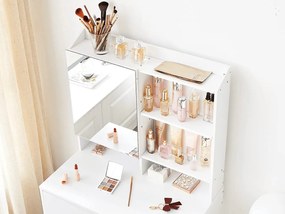 Toaletný stolík so zrkadlom LUNAVI 70x40 cm, biely