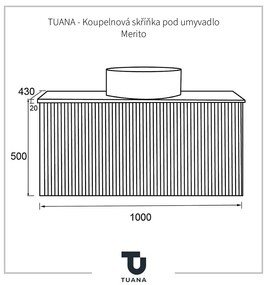 TUANA - Kúpeľňová skrinka pod umývadlo Merito - biela matná - 100x50x43 cm