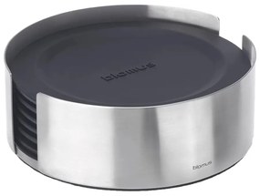 Čierne/v striebornej farbe silikónové tácky v súprave 6 ks so stojanom Lareto – Blomus