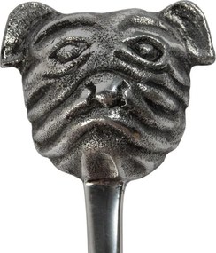 Strieborná kovová lyžica na topánky hlava pes Bulldog - 5*5*48 cm
