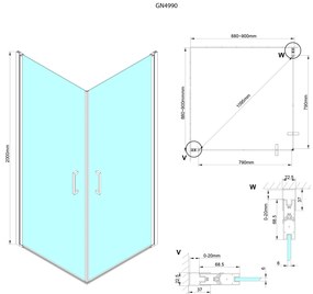 Gelco Gelco, LORO sprchové dvere jednodielne rohový vchod 900 mm, číre sklo, GN4990