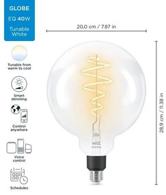Philips WiZ Tunable white 8718699786731 LED žiarovka Filament Globe E27 6,5W/470lm G200 2700-6500K