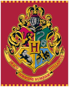 Deka coral fleece Harry Potter - motív erb Hogwarts - nano coral 220 gr./m² - 120 x 150 cm