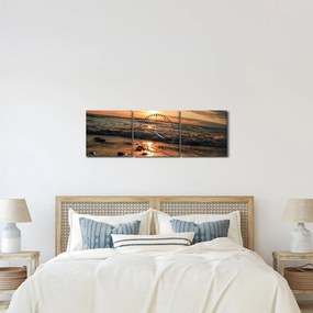 Obraz - Západ slnka pri oceáne (s hodinami) (90x30 cm)