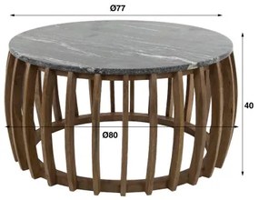 Konferenčný stôl 28-41 Midnight Ø80cm Mramor/Mango drevo  - Komfort-nábytok