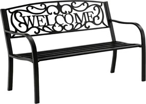 Lean Záhradná kovová lavička WELCOME – 127cm, čierna
