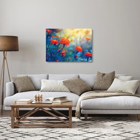 Sklenený obraz - Oranžové kvety (70x50 cm)