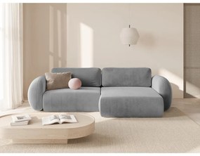 Svetlosivá zamatová rozkladacia/s úložným priestorom rohová pohovka Tonale – Cosmopolitan Design