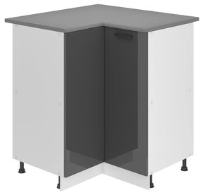 Kuchynská skrinka Belini Premium Full Version spodná rohová 90 cm šedý lesk s pracovnou doskou