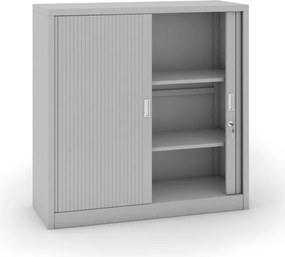 Kovová skriňa s roletovými dverami, 1200 x 1200 x 450 mm, svetlo sivá