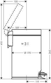 Hansgrohe AddStoris, odpadkový kôš nášľapný, chrómová, HAN-41775000