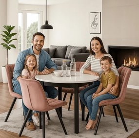 Vintino kreslo BERA Velvet -ružová farba, nohy hnede - vintino.sk