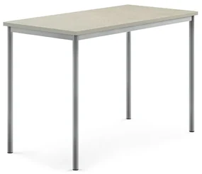 Stôl SONITUS, 1400x700x900 mm, linoleum - svetlošedá, strieborná