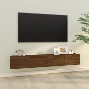 Nástenné TV stolíky 2ks hnedý dub 100x30x30cm spracované drevo