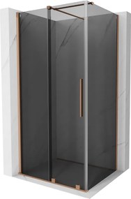 Mexen Velar, sprchový kút s posuvnými dverami 110 x 120 cm, 8mm šedé sklo, medená matná, 871-110-120-41-65