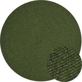 Hanse Home, Kusový koberec Braided 105554 Green kruh – na von aj na doma, 150x150 (priemer) kruh, zelená, chodba / predsieň