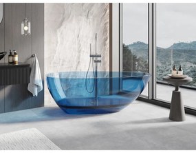 Mexen Glass Denim, voľne stojaca priesvitná vaňa 170 x 85 cm, chrómová zátka, 58061708507