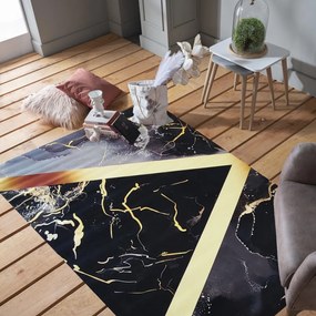 Luxusný čierny koberec so zlatým vzorom Šírka: 120 cm | Dĺžka: 180 cm
