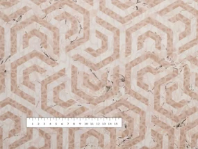 Biante Zamatový obdĺžnikový obrus Tamara TMR-029 Ružovobéžové hexagony s čiernym žíhaním 100x140 cm