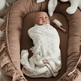 Ľanové hniezdo pre bábätko s volánom čokoládová