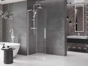 Mexen Velar L, posuvná sprchová zástena Walk-in 110 x 200 cm, 8mm číre sklo, biela matná, 871-110-003-03-20