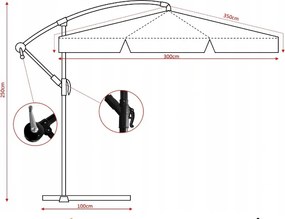 CH Zelený záhradný slnečník Banana s obalom - 3m