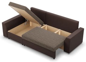 Rohová rozkladacia sedačka LUGO cappuccino / hnedá