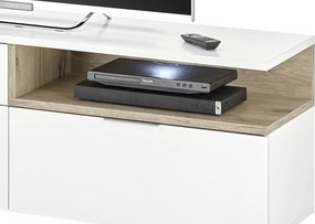 TV skrinka s osvetlením Beatrix, biela lesk/dub viking