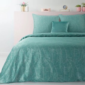 Krásne tyrkysové posteľné obliečky bavlnený satén so strieborným vzorom