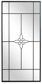Čierne antik kovové nástenné zrkadlo s kvetinou Flower - 90*2*180 cm