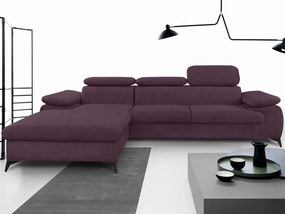 Rohová sedacia súprava Scala, hroznová ružovo-fialová látka, ľavý roh