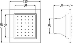 Mexen - podmietková sprchová tryska, štvorcová, 130x130 mm, biela, 79366-20