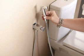 Sapho Sapho, Nástenný ventil s ručnou bidetovou sprškou a bezpečnostnou pojistkou,hranatý,chróm, SG108