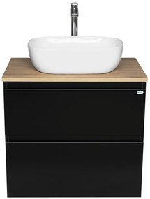 Aqualine Aqualine, ALTAIR skrinka s doskou 68 cm, čierna mat/dub emporio, AI670-01