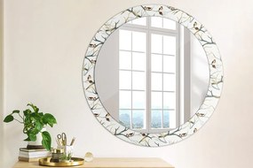 Okrúhle ozdobné zrkadlo Vrabci vetvy vtákov fi 80 cm