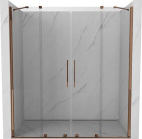 Mexen Velar Duo, posuvné dvere do otvoru 200x200 cm, 8mm číre sklo, ružové zlato, 871-200-000-02-60