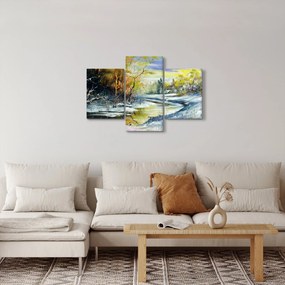 Obraz zimnej rieky, olejomaľba (90x60 cm)