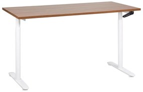 Manuálne nastaviteľný písací stôl 160 x 72 cm tmavé drevo/biela DESTINAS Beliani