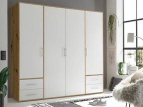 Šatníková skriňa Valencia, 206 cm, dub artisan/biela